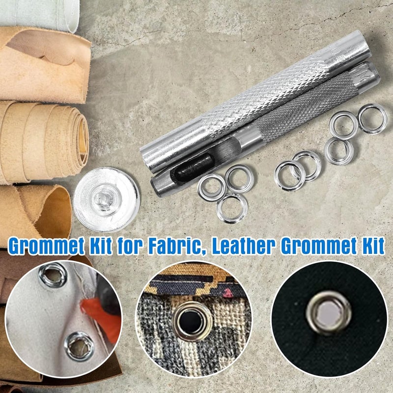 FOJOO 1/4 Inch Grommet Kit with Tool – 120 Set Metal Eyelets and Grommet Tool Kit in Storage Case for Fabric, Leather, Canvas, Tarp Repair, Sewing & DIY Crafts - Image 3